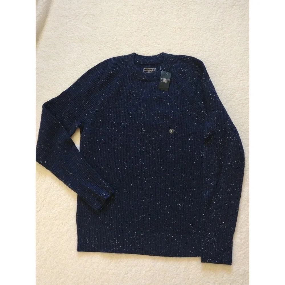 Abercrombie & Fitch Sweater‎ Man M Blue Pullover Crewneck Long Sleeve Wool Blend